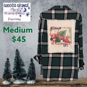 Goddess Grunge Christmas plaid button up